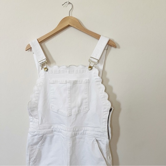Frame Denim Scallop Edge Overalls White Jeans - Picture 6 of 12